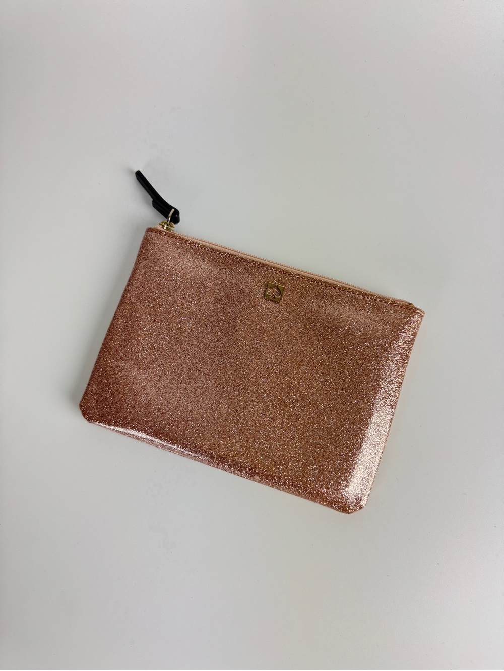 Kate Spade Rose Gold Glitter Zip Pouch